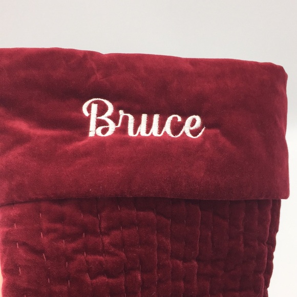 Pottery Barn Velvet Christmas Stocking Red “Bruce” - Picture 2 of 13